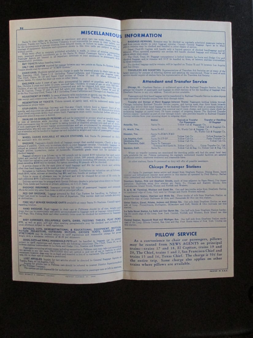 Santa Fe Time Table - 2