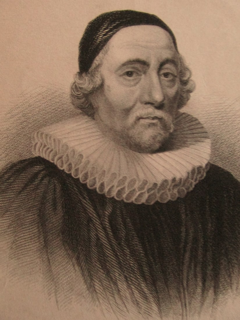 James Usher 1581 - 1656: James Usher 1581 - 1656 Sought to establish the time and date of the creation Archbishop of Armagh. Extremely Rare Artist: G. Adcock Print Type: Engraving Dimensions: 7 7/8 x 4" Notes &