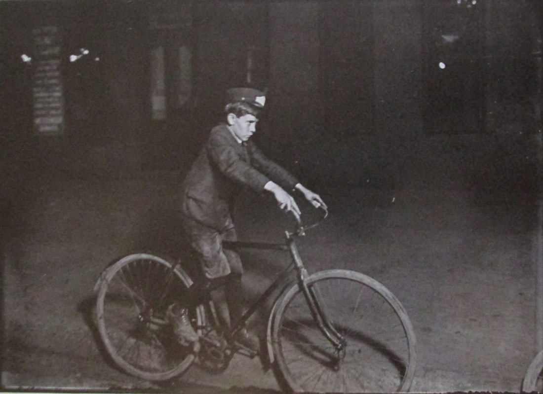 Young Messenger Boy On Bicycle - Lewis W. Hine (1 of 2)