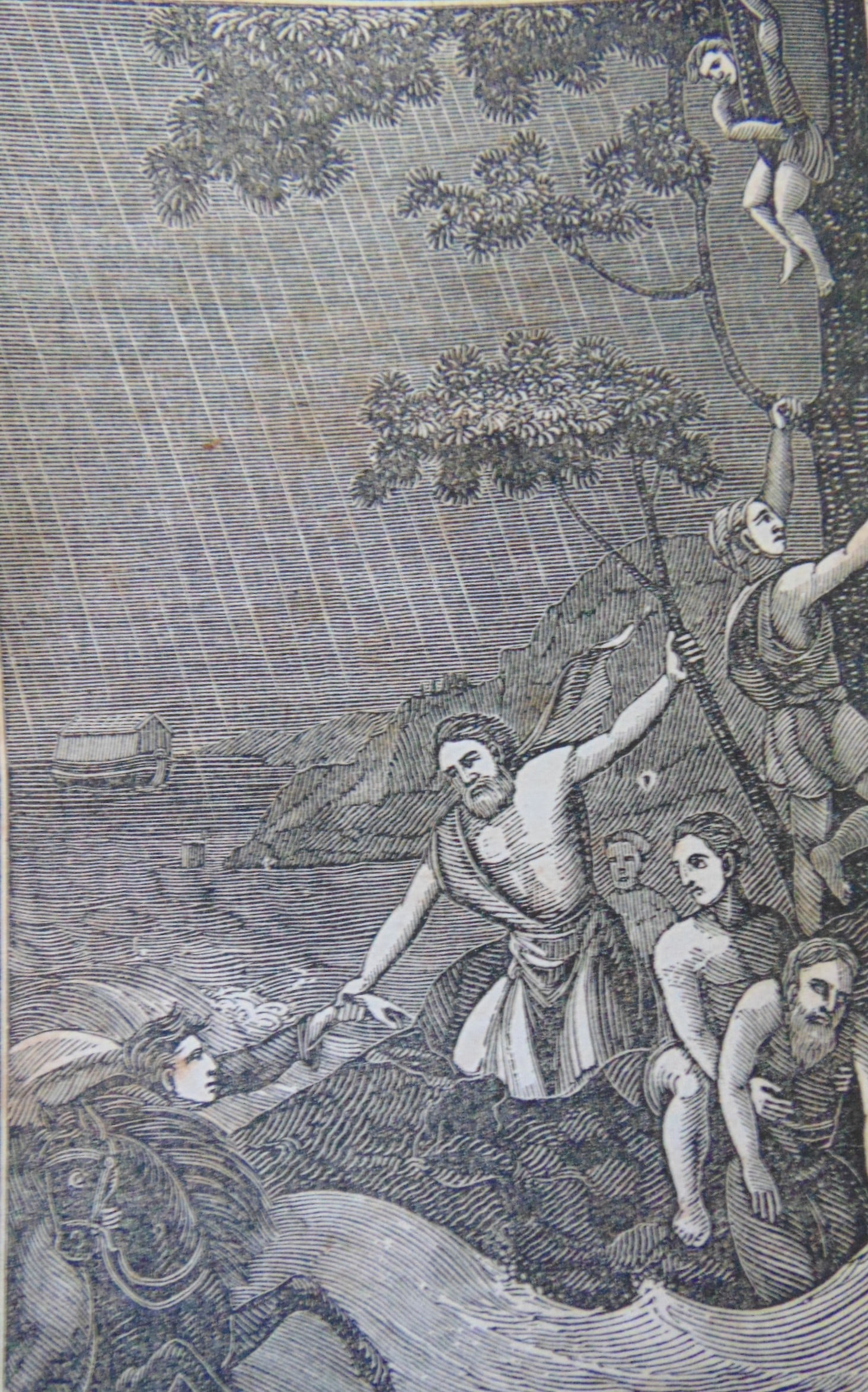 The Deluge (Flood): The Deluge (Flood) Rare. Print Type: Wood Engraving Date: 1837 Dimensions: 6 x 4" Provenance: Hill House Print Collection Notes & Literature: From Huebner's