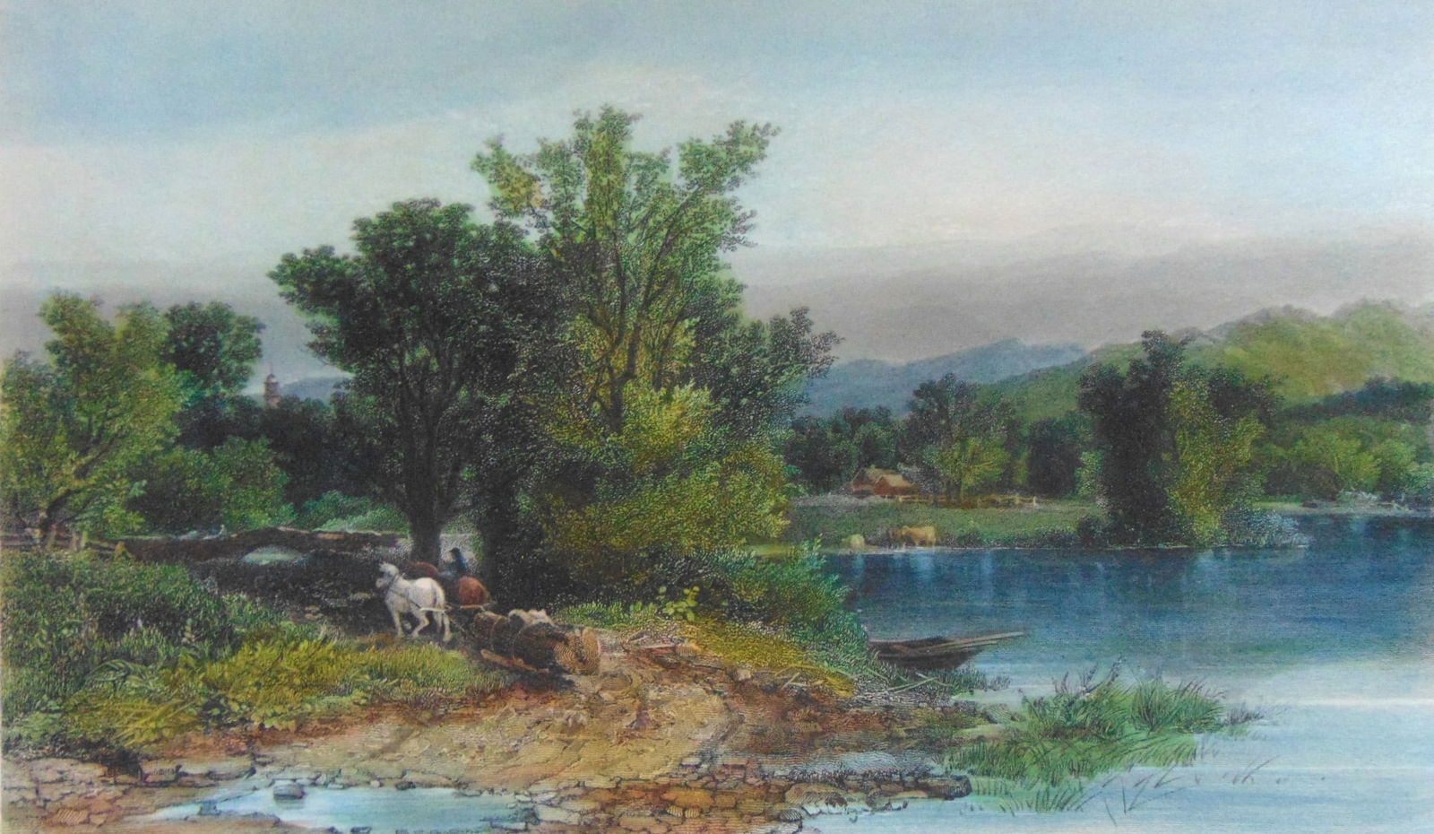 The Housatonic From A Painting by Bellows: The Housatonic From A Painting by Bellows Beautifully Hand Colored. Artist: A F Bellows Sculptor/Engraver S V Hunt Print Type: Hand colored Engraving Date: 1874 Dimensions: 12 x 9" Provenance: Hill