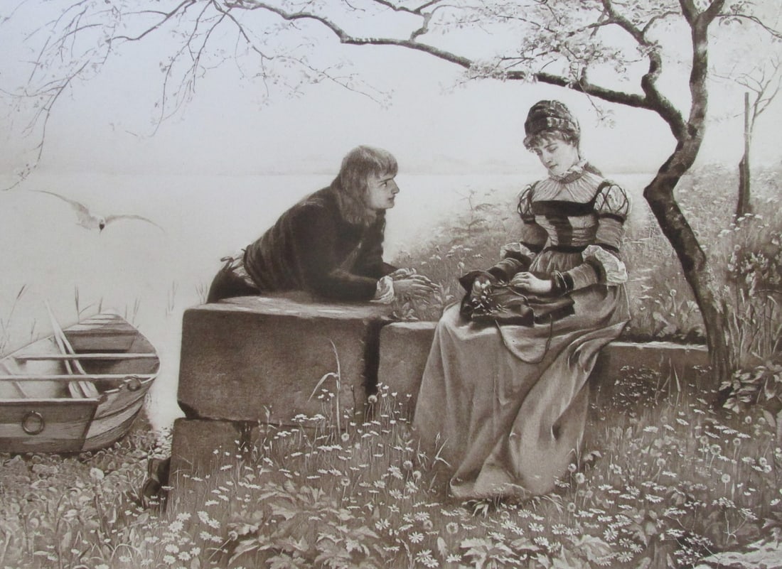 The Old Old Story - Hermann Koch: The Bathing Hour at Trouville International Exposition Munich Artist: Hermann Koch Print Type: Photogravure with plate mark Date: 1889 Publisher: Gebbie & Husson Dimensions: 17 x 11 3/4" inc.