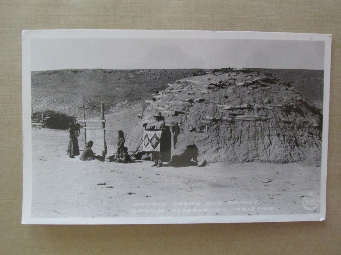 Navajo Hogan and Family Arizona: Navajo Hogan and Family - Arizona Navajo Reservation - RPPC. Photographer Unkown Dated: c1929 Type/Theme: American Native Indians Publisher:
