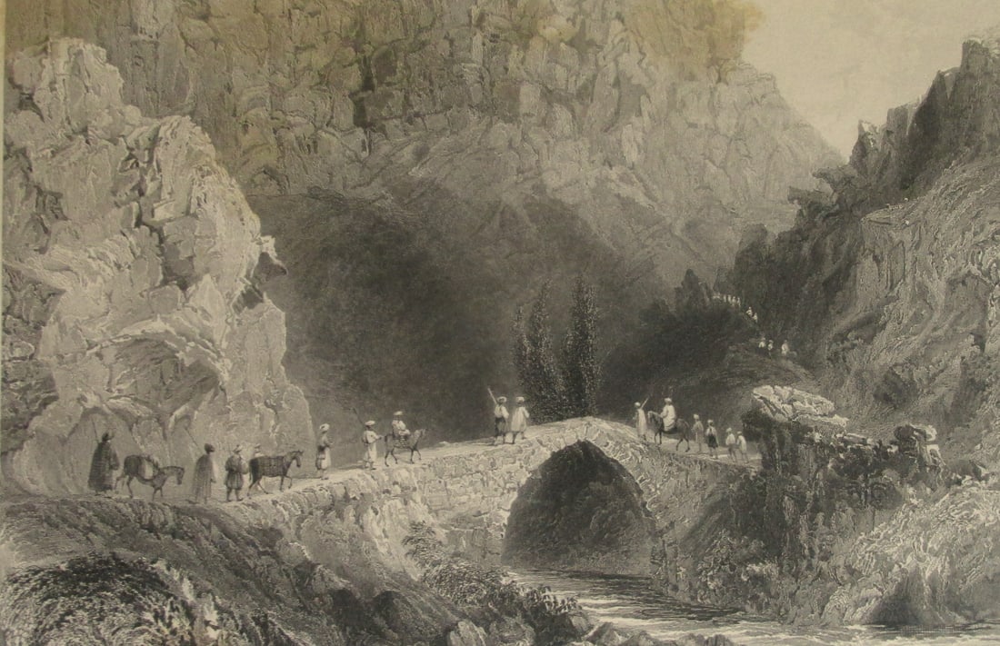 The Pass of Souk Barrada: The Pass of Souk Barradah Artist: William Henry Bartlett Print Type: Engraved Date: 1838 Publisher: Fisher and Sons Dimensions: 11 x 8" Provenance: Hill House Condition Report: Foxing present 