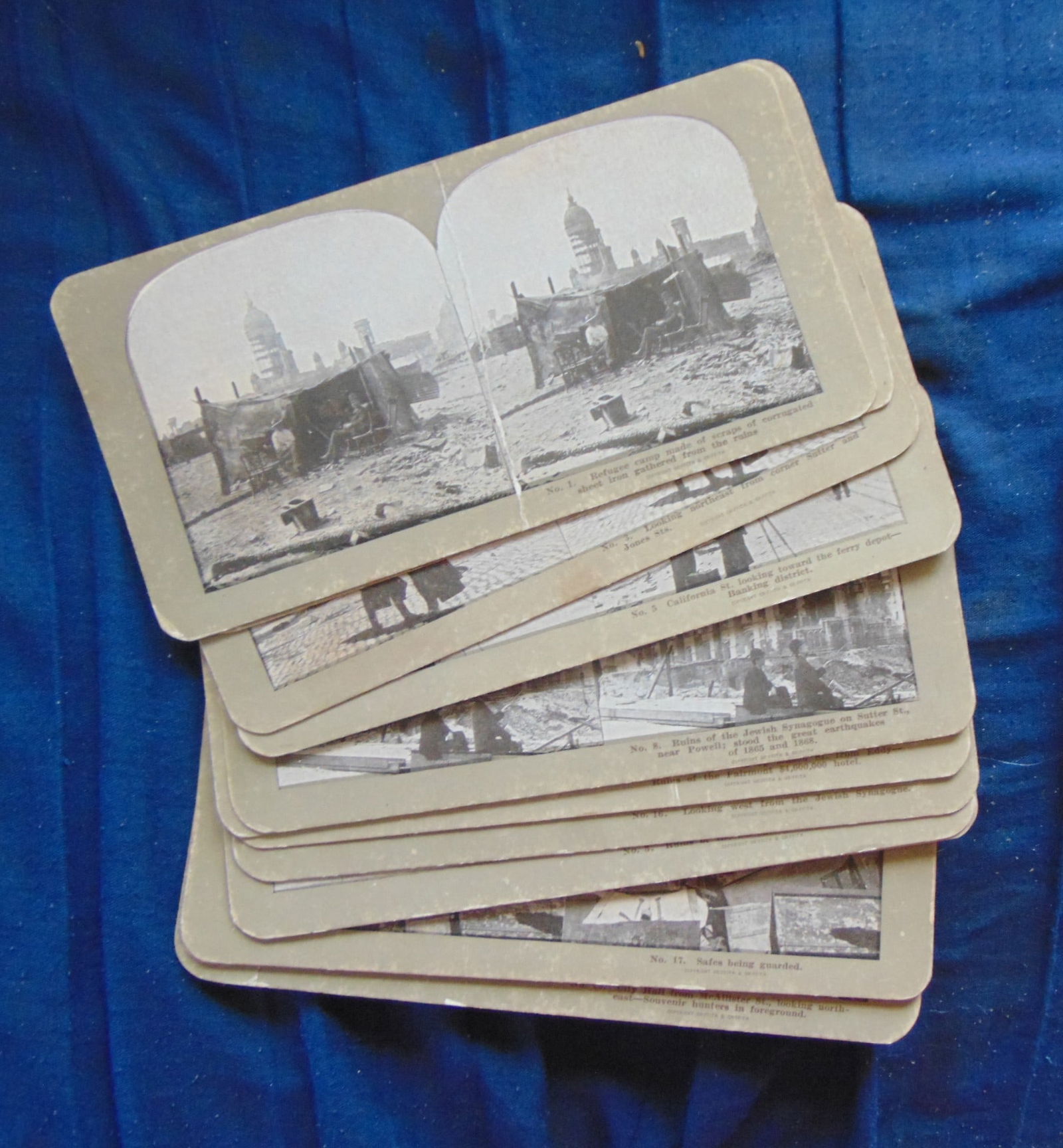 1906 San Francisco Fire & Earthquake: Lot of 13 Stereoviews on the San Francisco Fire & Earthquake 1906 On April 18, 1906 San Francisco was near totally destroyed by a great earthquake and an ensuing devastating fire. What occurred during