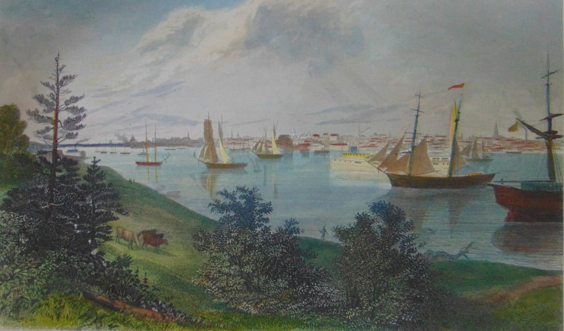 The City of Detroit From Canada Shore: The City of Detroit From Canada Shore Hand Coloring. "The City of Detroit From Canada Shore" was actually created by artist and lithographer John Bornell in 1837, not War