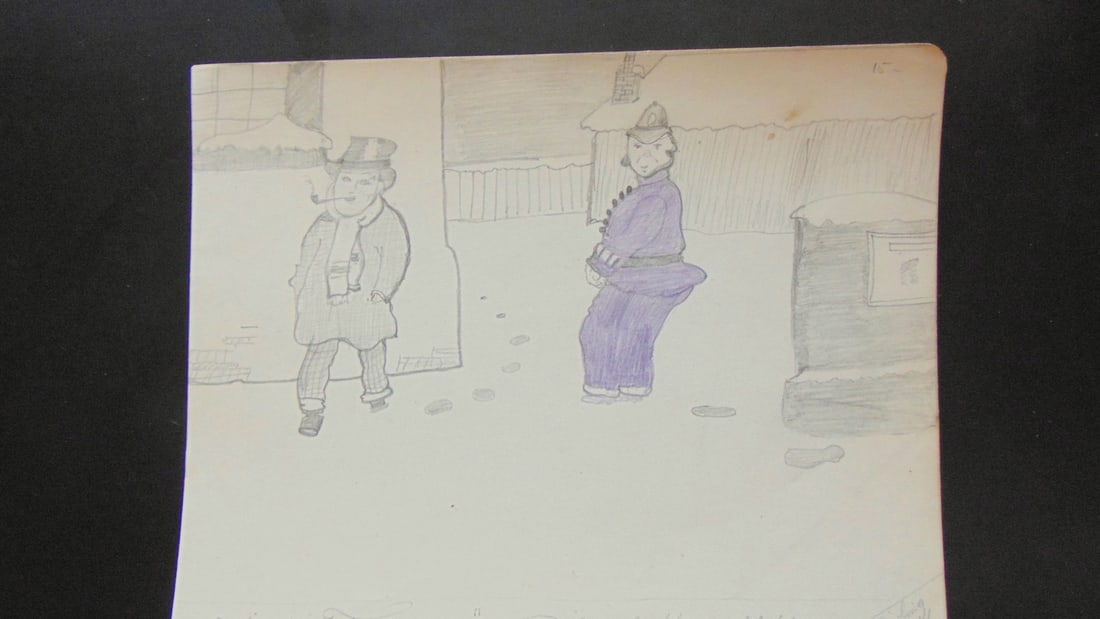 Constable Foogonfoot: Constable Foogonfoot Medium: Graphite / Color Pencil Date: December 13, 1916 Size: 6 1/2 x 7 3/4' Subject References: 143F