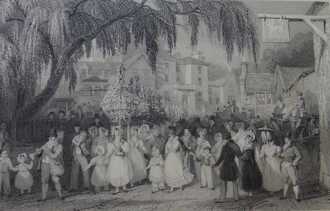 The Rushbearing at Amblside - Westmoreland: The Rushbearing at Amblside - Westmoreland Print Type: Engraving Date: 1836 Publisher: Fisher and Son Dimensions: 11 x 8" Notes & Literature: Condition Report: Fine Subject References: 181