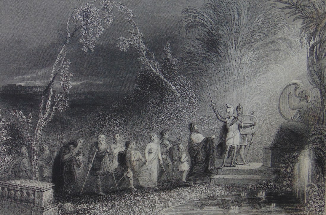 The Pilgrims: The Pilgrims Print Type: Engraving Date: 1836 Publisher: Fisher and Son Dimensions: 11 x 8" Notes & Literature: Condition Report: Fine Subject References: 181