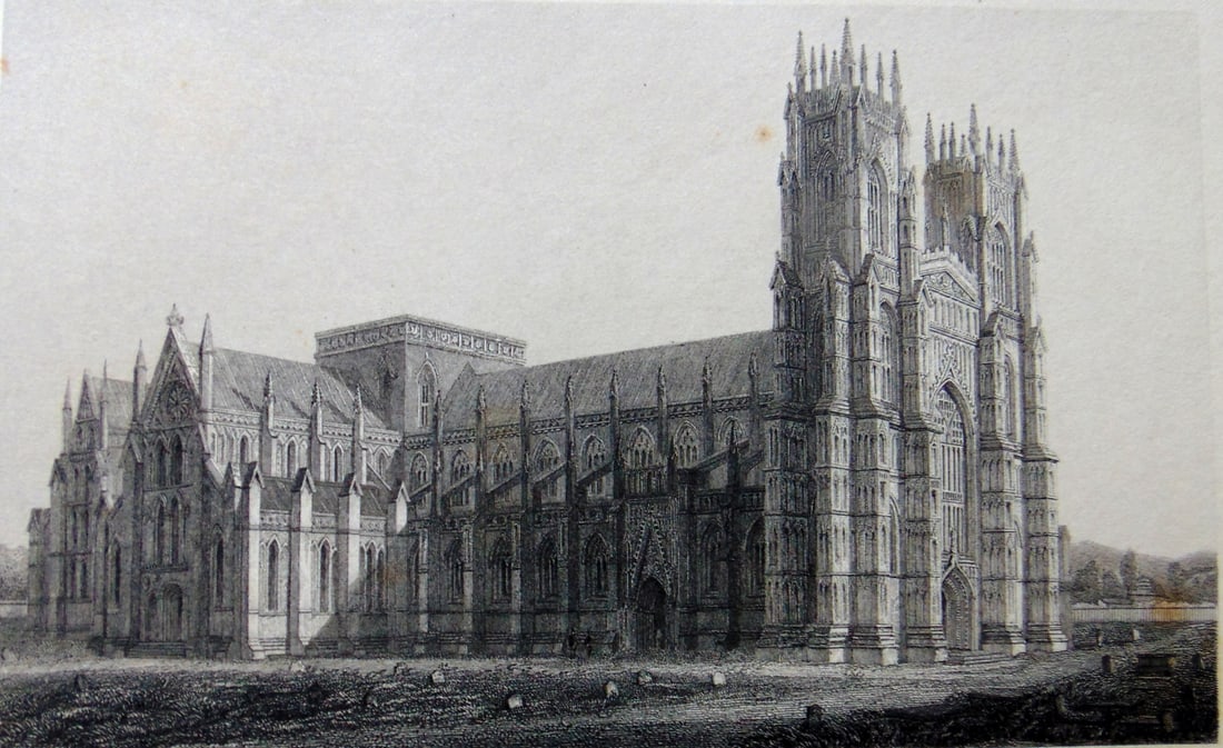 Beverly Minster: Beverly Minster Print Type: Engraving Date: 1836 Publisher: Fisher and Son Dimensions: 11 x 8" Notes & Literature: Condition Report: Fine Subject References: 181