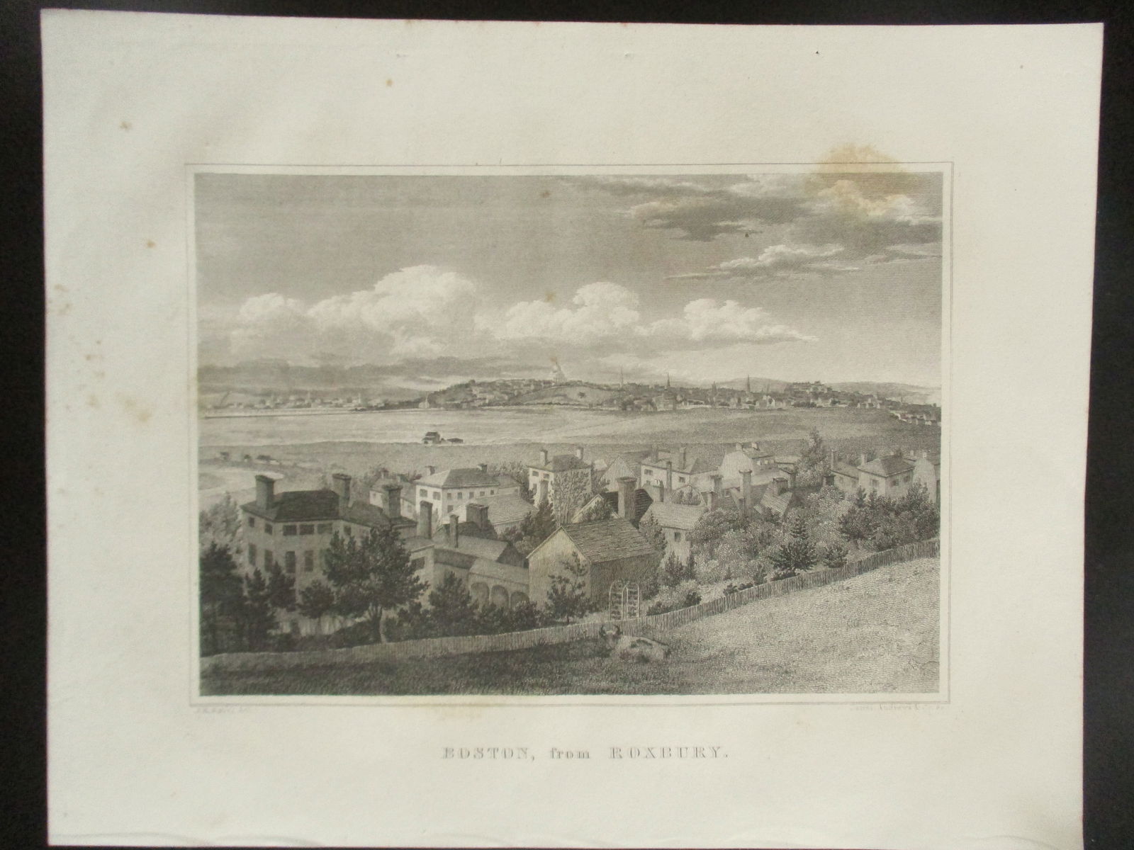 Early Panoramic View of Boston from Roxbury: Boston From Roxbury Early Panoramic View of Boston from Roxbury. Rare Artist: John R. (Rubens) Smith Sculptor/Engraver Carter Andrews Print Type: