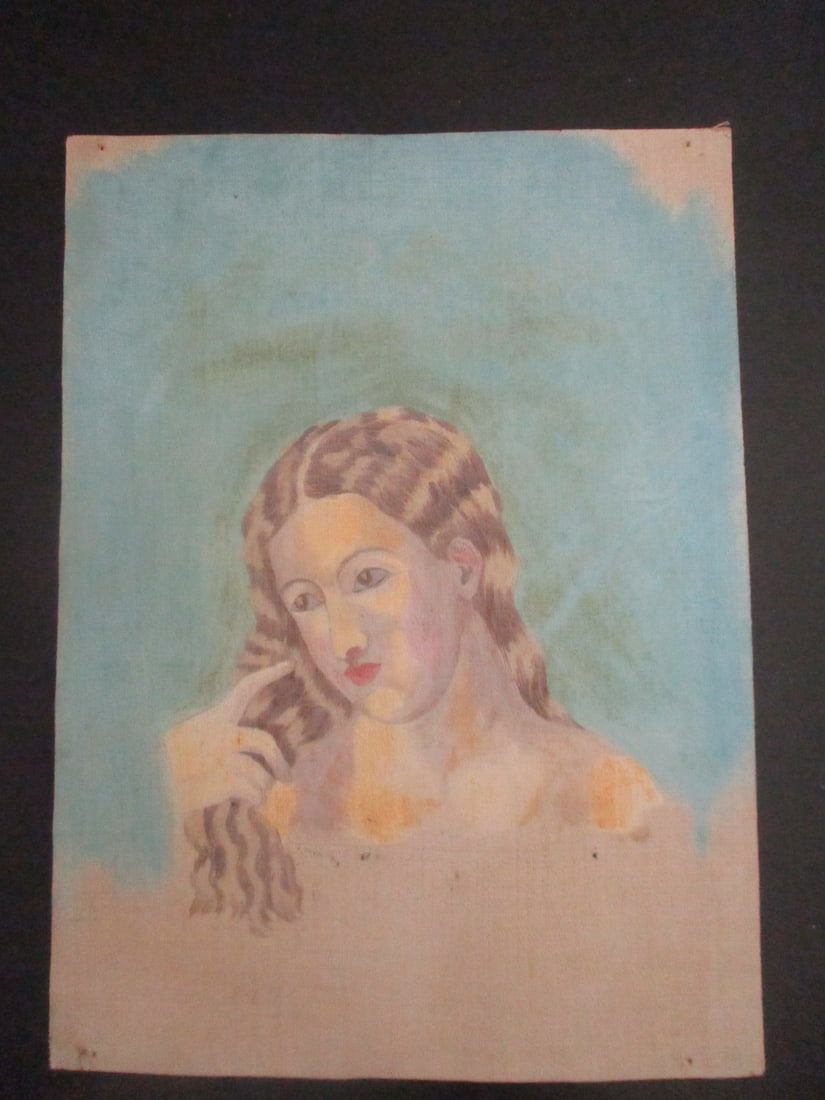 Portrait of a Girl: Portrait of a Girl Medium: Oil on Canvas Size: 9 1/4 x 7 3/4" Frame: Unframed Condition: No defects noted.