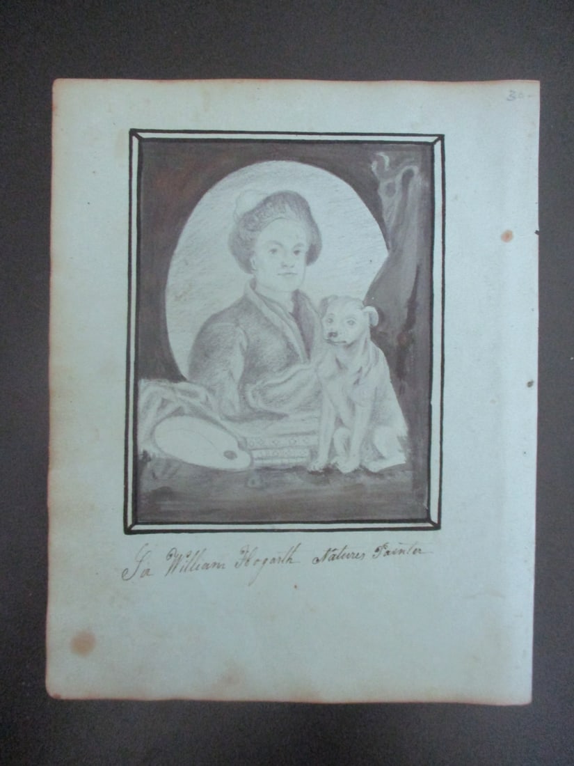 To William Hogarth - Natures Painter: For William Hogarth - Natures Painter Medium: Mixed Media Date: 18th/19th century Size: 7 1/2 x 6" Condition: Very good. Minor toning/foxing
