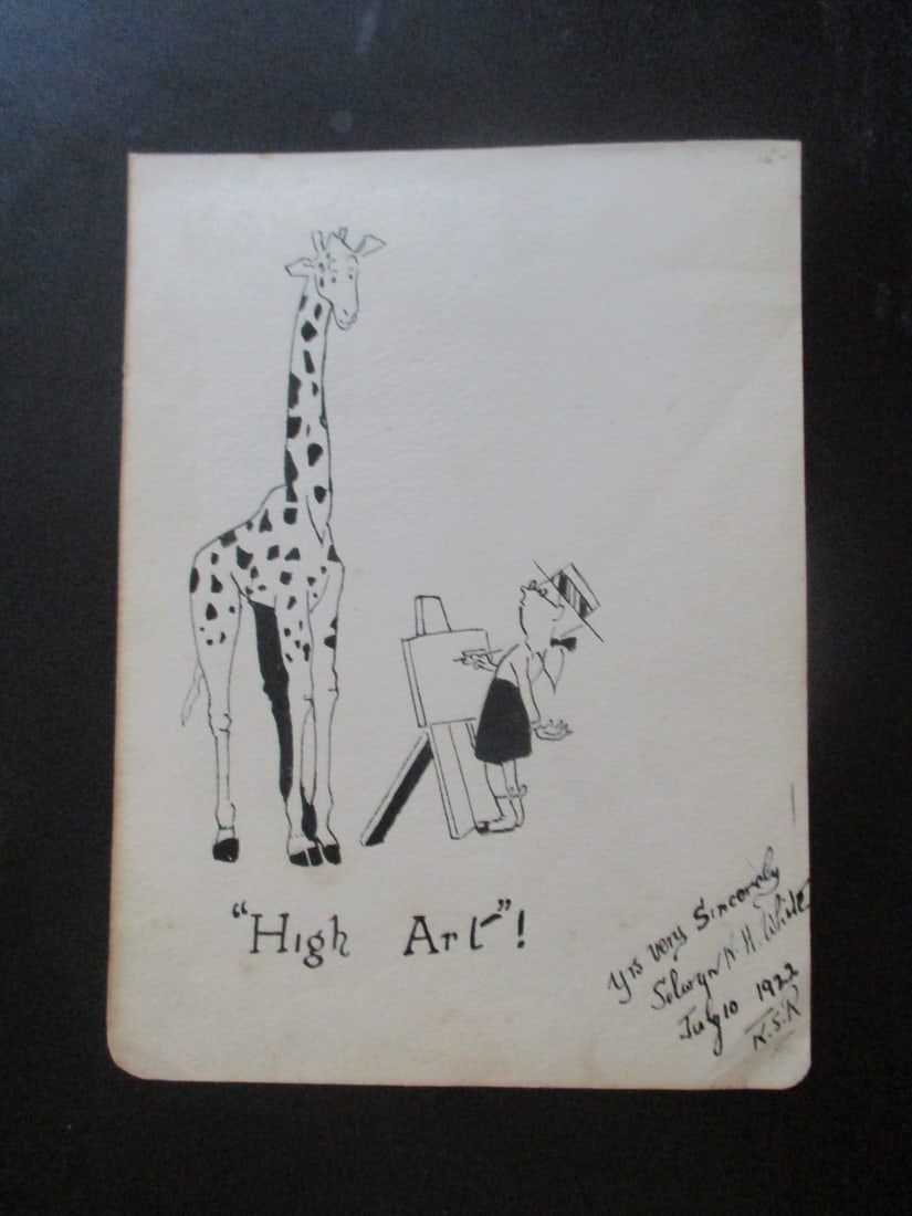 High Art - Pen and Ink: High Art Medium: Pen and Ink Date: July 10, 1922 Signed: W. H. White Size: 7 x 5" Condition: Very Good