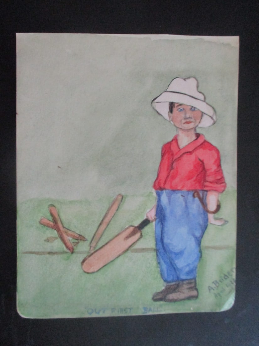 Our First Ball - Watercolor: Our First Ball Medium: Watercolor Date: April 1921 Signed: A. Briden Size: 6 3/4 x 5 1/2" Condition: Very Good