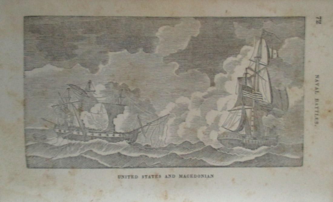 United States & Macedonian - Naval Battle: >United States & Macedonian Print Type: Wood Engraving Origin: United States Dimensions: 4 3/4 x 7 1/2" Provenance: Hill House S
