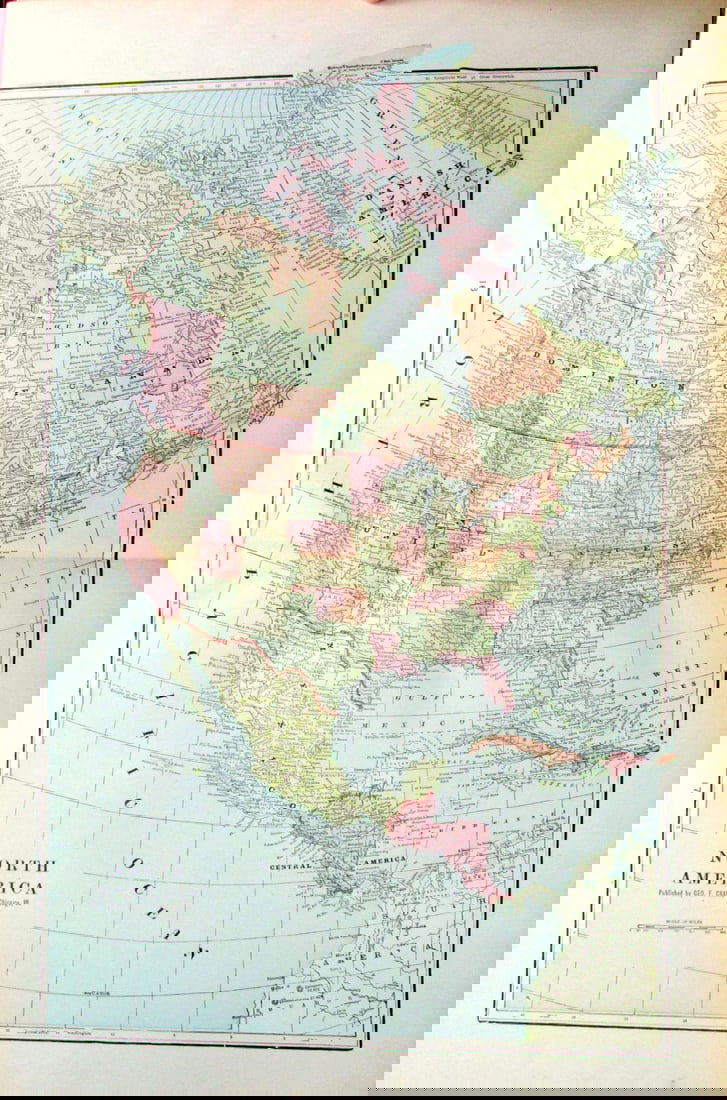 Map of North America: Map of North America With Greatest Mass of Land and Water Mercator map [and] a map of the Dominion of Canada on versos. Cartographer: George Franklin Cram Dat