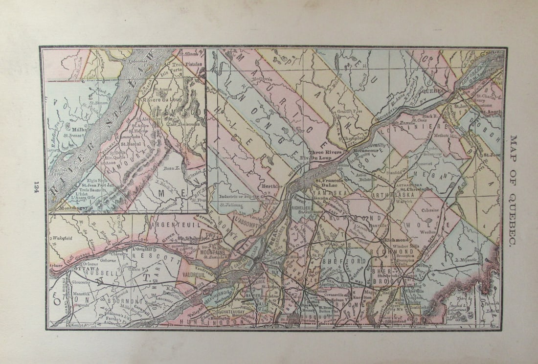Map of Quebec - Canada: Map of Quebec - Canada Color Map Dated: 19th century Dimensions: 10 x 6 1/2" Condition Report Good. Text on verso. Subject References: <