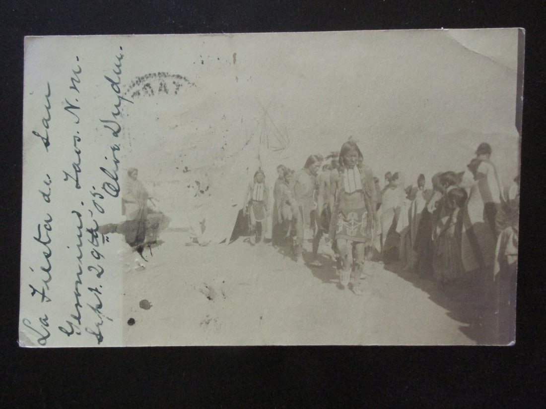 La Fiesta du San Geronimo Taos NM: La Fiesta du San Geronimo Taos NM - Sept. 29th, 1905 RPPC. San Geronimo Feast Day is the feast day for St. Jerome, the patron saint of Taos Pueblo, probably the best known of th