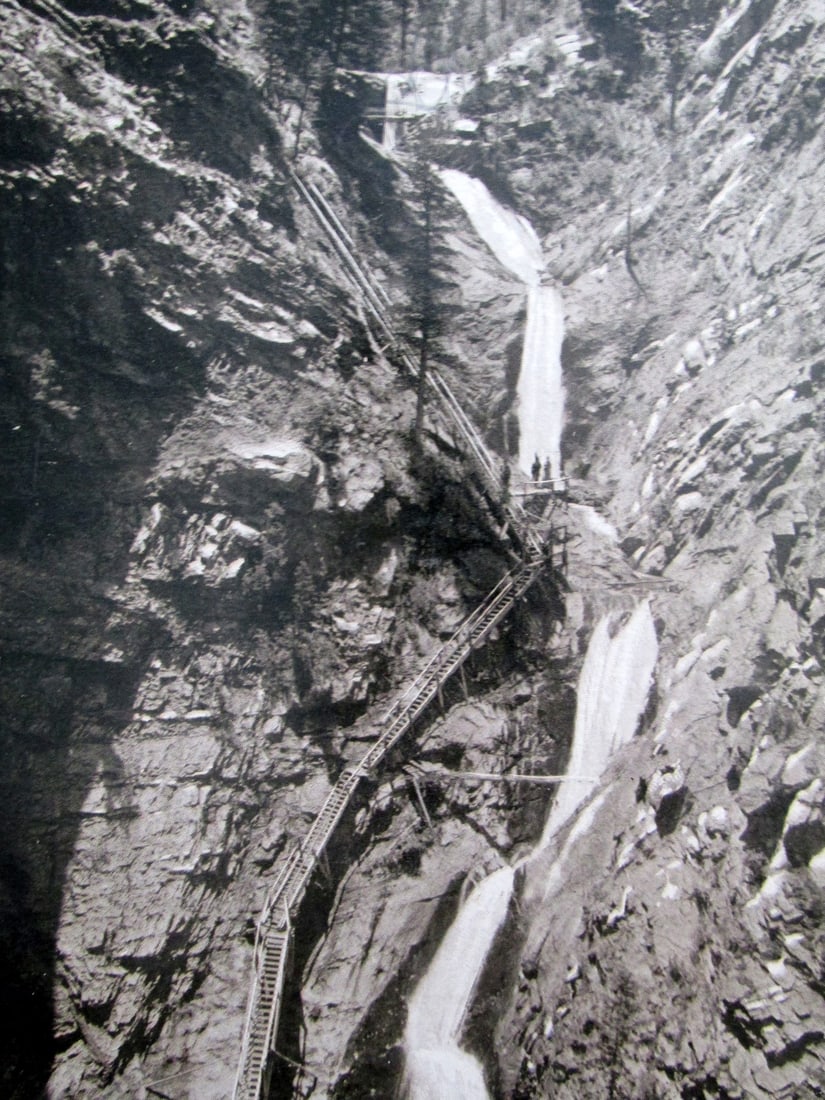 Cheyenne Canon - William Henry Jackson: Cheyenne Canon - South. The Seven Falls From Photography by W. H. Jackson printed in Denver. Photographer: William Henry Jackson Dated: (1893) Subject