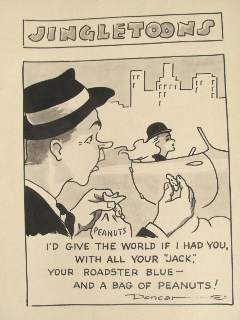 Original Jingletoons -The Roadster - Doncar: Original Jingletoon The RoadsterOur research indicates that this cartoon was a collaboration between Patrick Leo Donahoe & Joseph Carroll. Thus the pen name "Doncar". Artist: