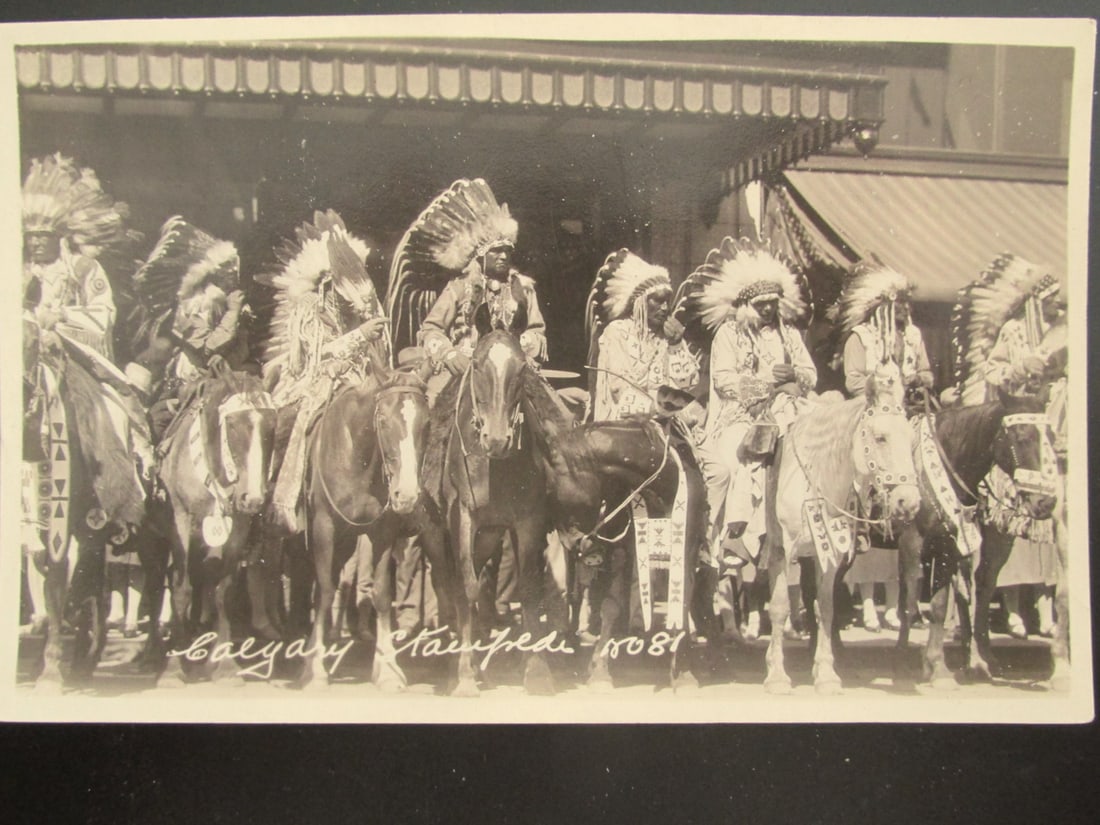 Calgary Stampede Indian RPPC: Calgary Stampede Indian RPPC Extremely Rare Photographer Mcdermid Photo Dated: Circa 1930 Notes & Literature: After the numbered treaty signings be