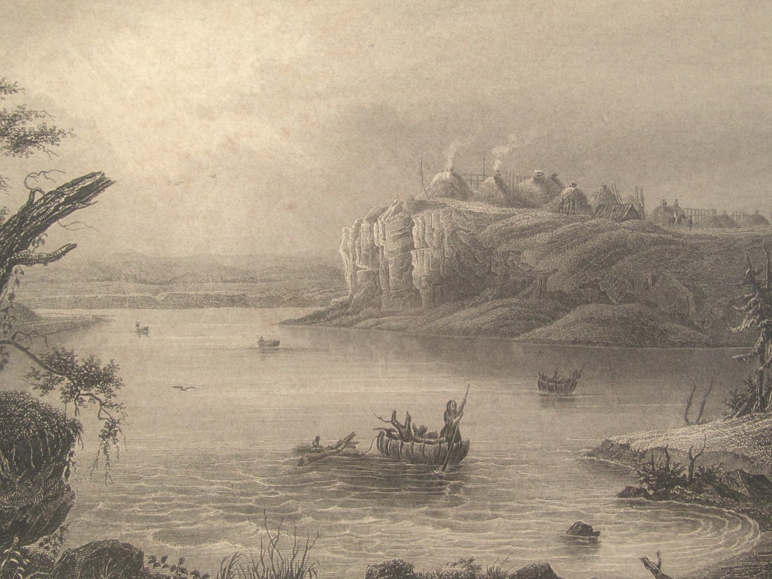 The Upper Missouri - Mandan Indian Village: The Upper Missouri - Mandan Indian Village (Am Obern Missouri - Ein Dorf Der Mandan Indianer) Western Americana Print Type: Engraving Date: Circa 1830 Dim