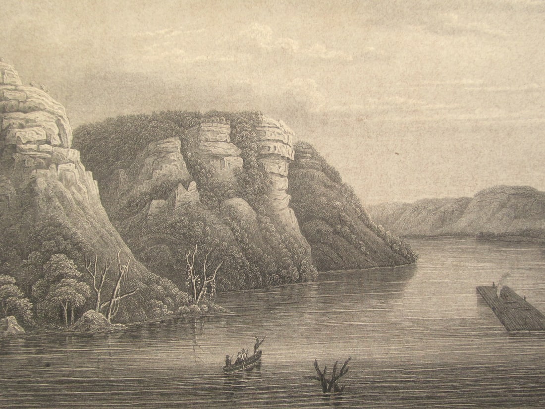 Maiden Rock - The Mississippi: Maiden Rock - The Mississippi Western Americana Print Type: Engraving Date: Circa 1830 Dimensions: 6 x 8" Subject: Early American Scenery