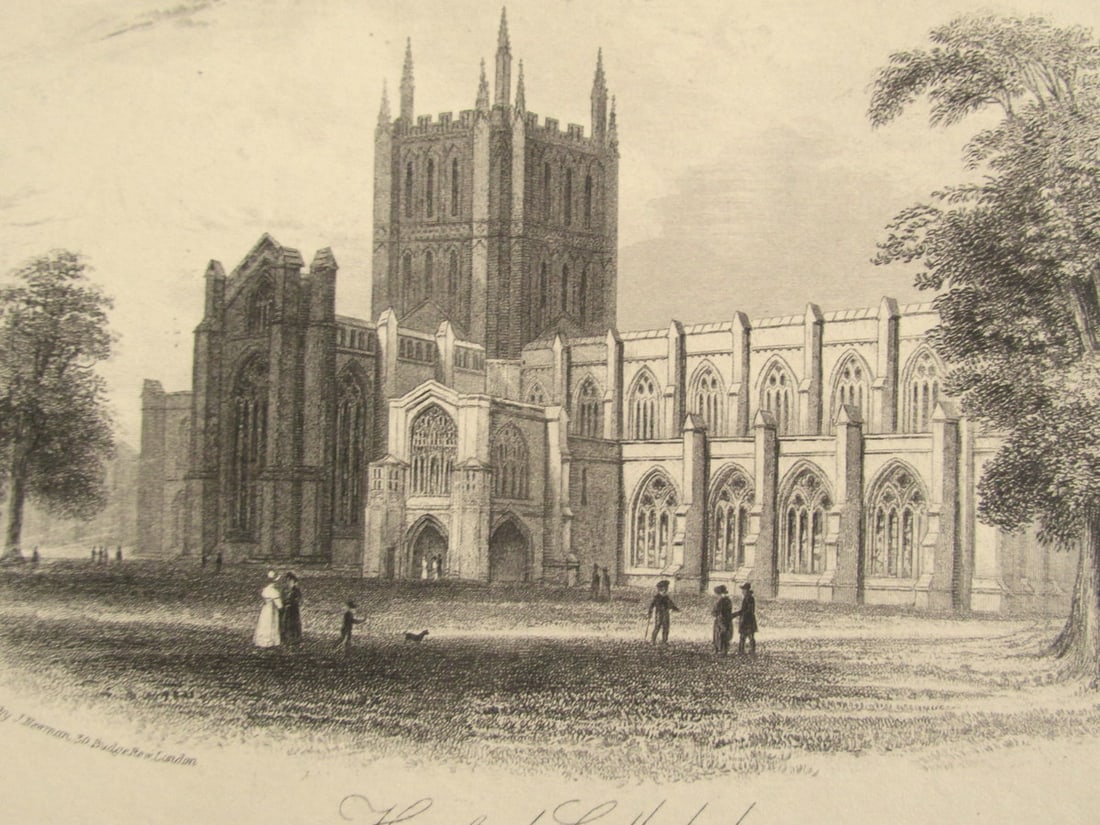 Hereford Cathedral - Great Britain: Hereford Cathedral - Great Britain Print Type: Engraving Date: Circa 1845 Dimensions: 5 1/2 x 7 1/4" Subject: Ancient Castles Notes &