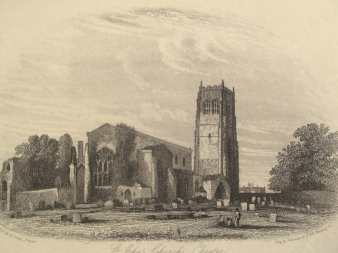 St. John's Church - Chester - Great Britain: St. John's Church - Chester - Great Britain Print Type: Engraving Date: Circa 1845 Dimensions: 5 1/2 x 7 1/4" Subject: Ancient Castles