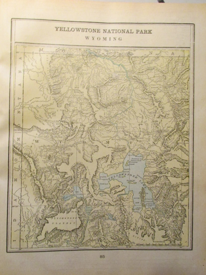 Large Map of Yellowstone National Park: Large Map of Yellowstone National Park (Wyoming) With map of Idaho on verso Cartographer: George Franklin Cram Dated: Circa 1900 Type: Color Lithog