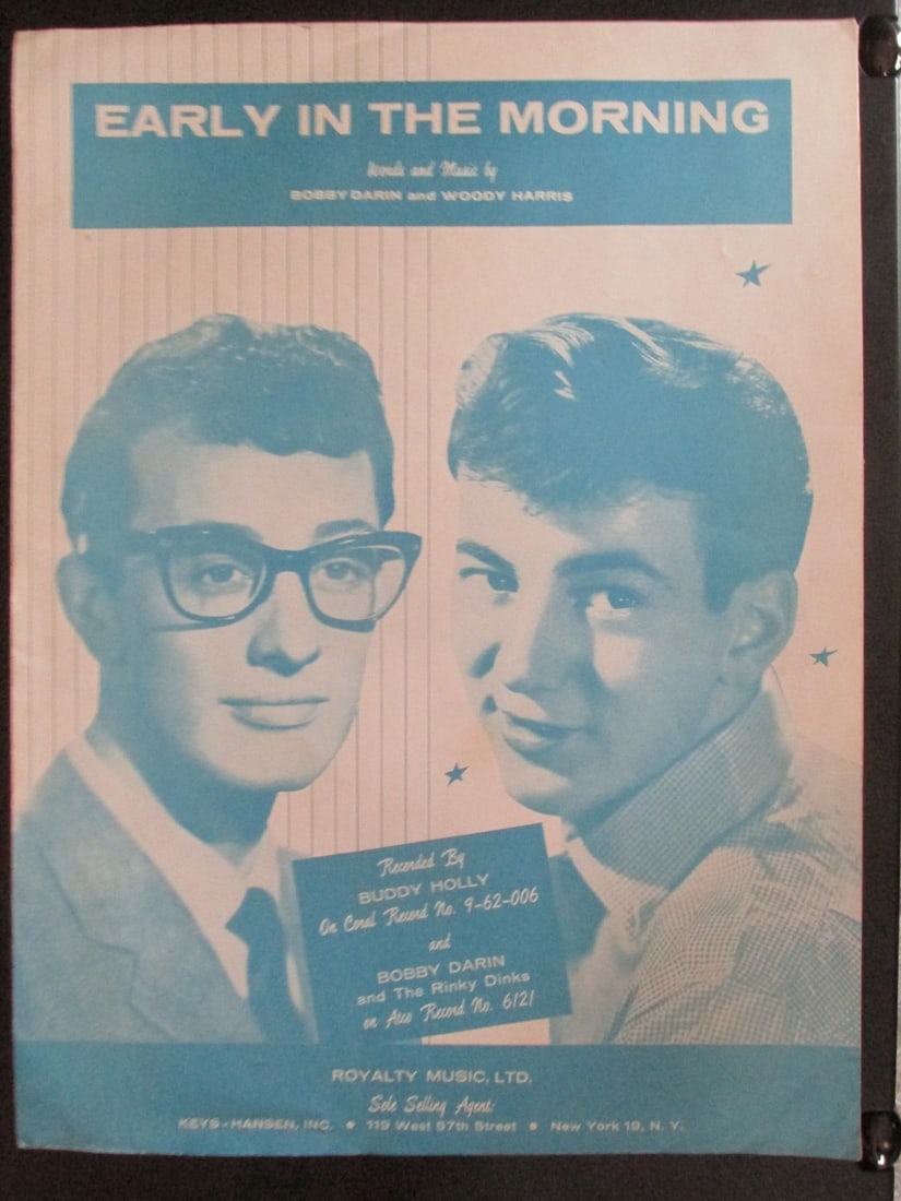 Early In the Morning - Buddy Holly & Bobby Darin: Early In the Morning - Buddy Holly & Bobby Darin Sheet Music. Extremely Rare Composer: Bobby Darin & Woody Harris Type: Rock and Roll Edition: 1st