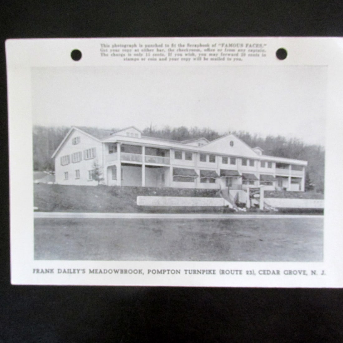 Frank Dailey's Meadowbrook - Cedar Grove NJ: Frank Dailey's Meadowbrook - Cedar Grove NJ The Meadowbrook opened in 1923. The Meadowbrook hosted all of the famous ?Big Bands?. It?s even purported to have featured, as one of the band singers,