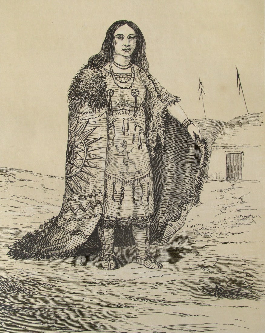 Indian Woman: Indian woman (Femme Indienne) Scarce Artist: H. Plon - Paris Print Type: Engraving Date: c1845 Dimensions: 10 3/4 x 7" Provenance: