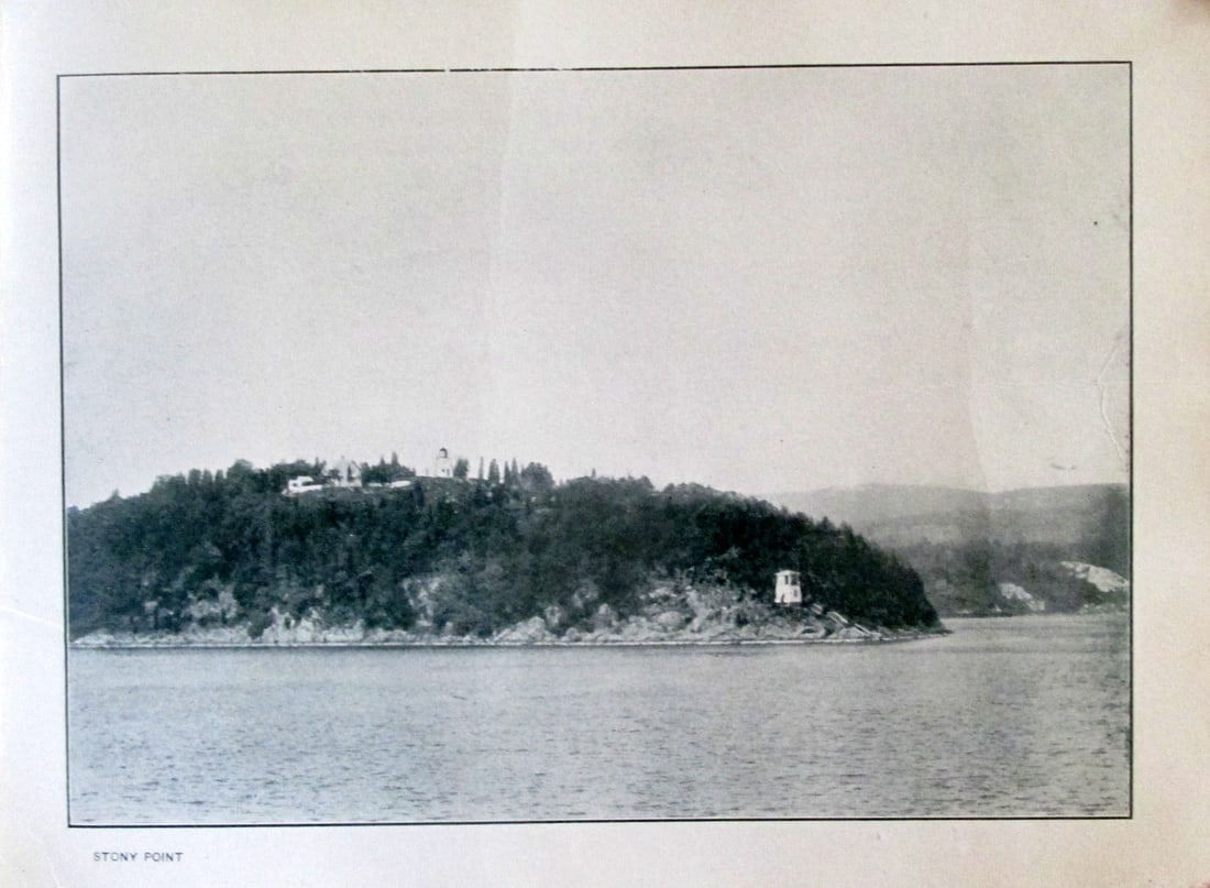 Stony Point - Hudson River: Stony Point - Hudson River Print Type: Halftone Date: Circa 1920 - 1930's Dimensions: 8 x 6 1/4" Condition Report: Good plus Subject References: Scenic Views Hudson River Valley New York State 121