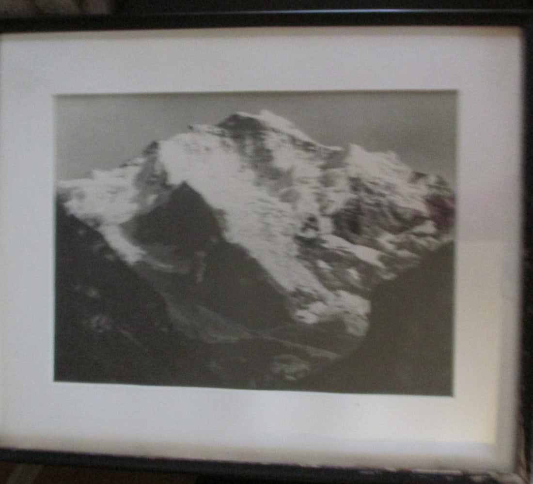 Snow Topped Mountain Silver Print Photograph: Snow Topped Mountain Not removed from frame Signed: No visible information Dated: Circa 1920 - 40's Subject: Mountainscape Medium: Silve