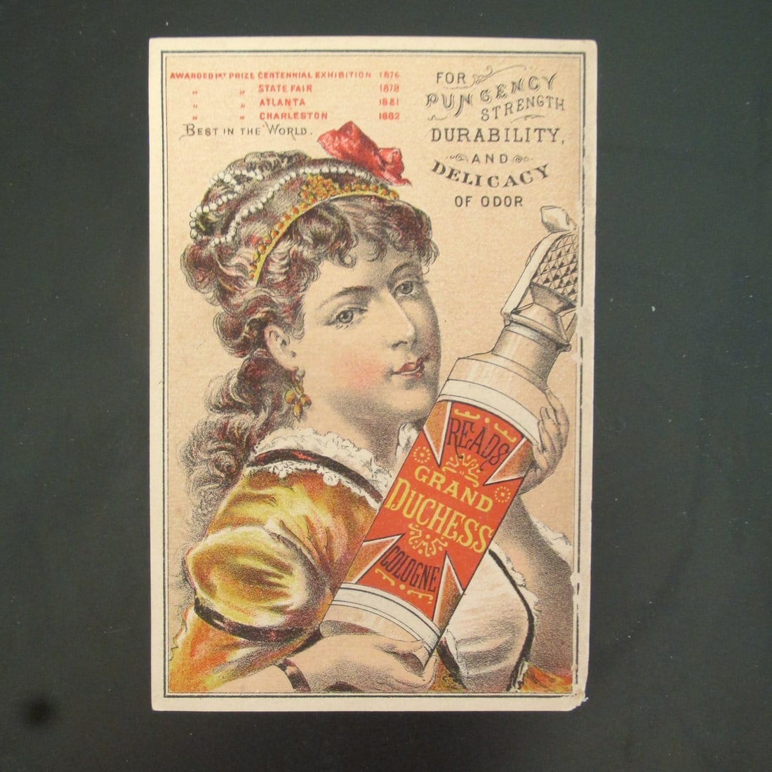 Read's Grand Duchess Cologne: Read's Grand Duchess Cologne Trade Card Druggist Baltimore Maryland. Scarce Print Type: Trade Card Date: Circa 1870 - Early 80's Dimensions: 5 x 3