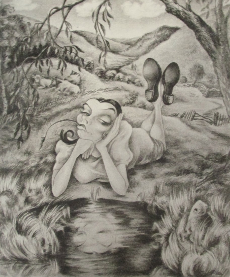 Irene Bashkiroff Valira (American, 1913-1999): Irene Bashkiroff Valira (American, 1913-1999) From Miss Twisty, Adventures in the Country. Plate #3 - Nature Observer Artist: Irene Bashkiroff Valira (American)<