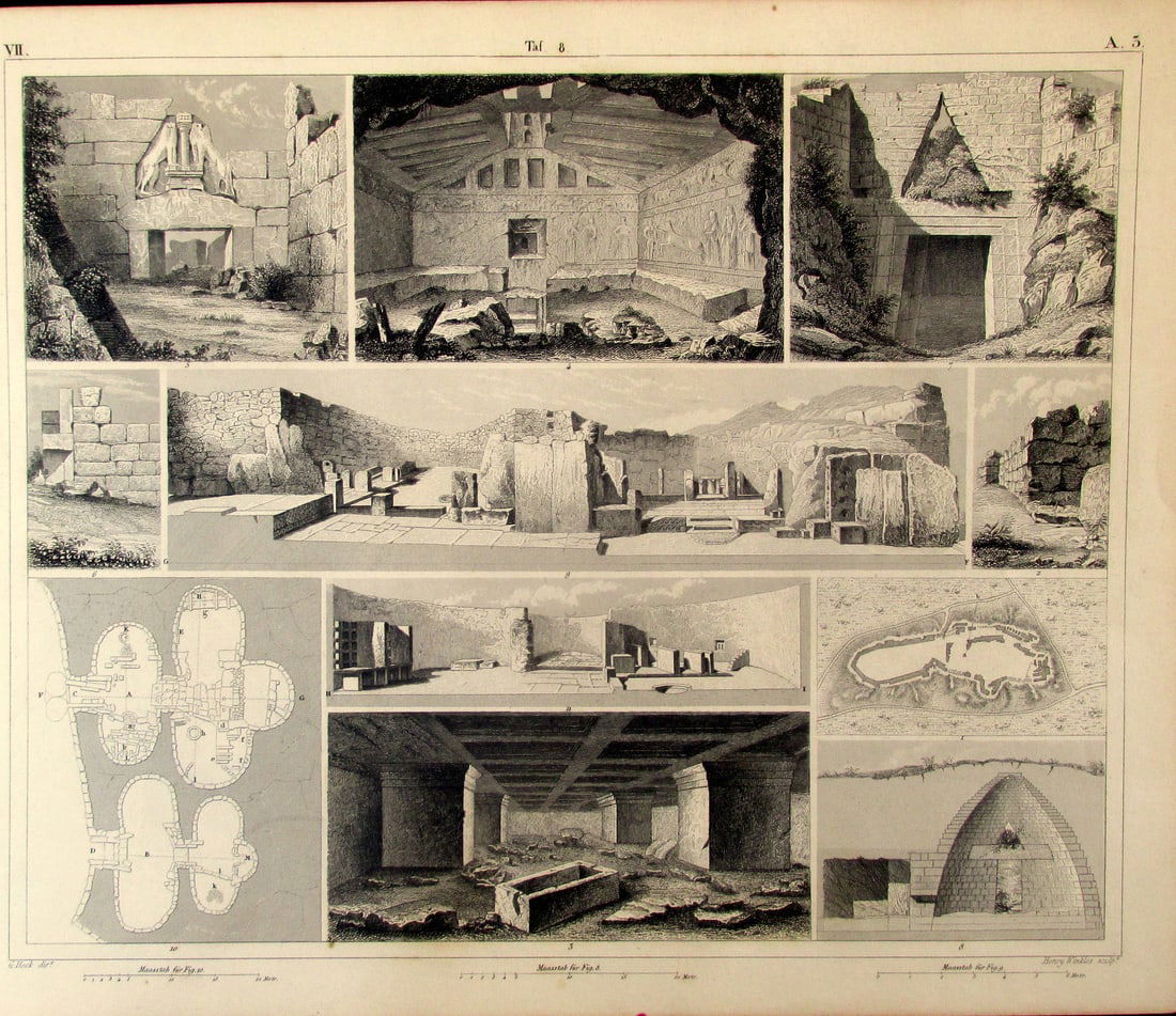 Ancient Architecture: Ancient Architecture Extremely Rare Artist: J. G.Heck Print Type: Engraving Date: 1851 Dimensions: 9 x 11" Provenance: Hill Hou