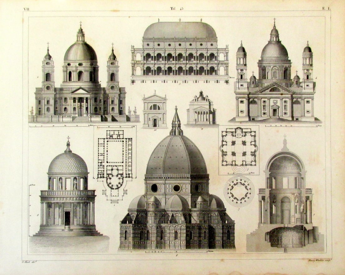 Italian Churches of the Middle Ages Renaissance: Italian Churches of the Middle Ages and Renaissance Extremely Rare Artist: J. G.Heck Print Type: Engraving Date: 1851 Dimensions: 9 x 11