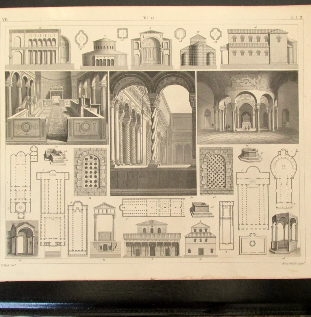 Early Christian Architecture: Early Christian Architecture Extremely Rare Artist: J. G.Heck Print Type: Engraving Date: 1851 Dimensions: 9 x 11" Provenance:
