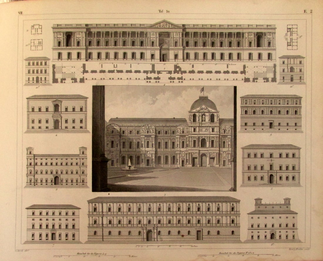 Palatial Architecture of Various Periods: Palatial Architecture of Various Periods Extremely Rare Artist: J. G.Heck Print Type: Engraving Date: 1851 Dimensions: 9 x 11" Pro