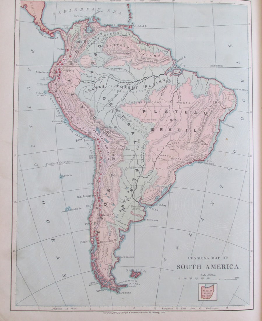 Physical Map of South America (1 of 1)