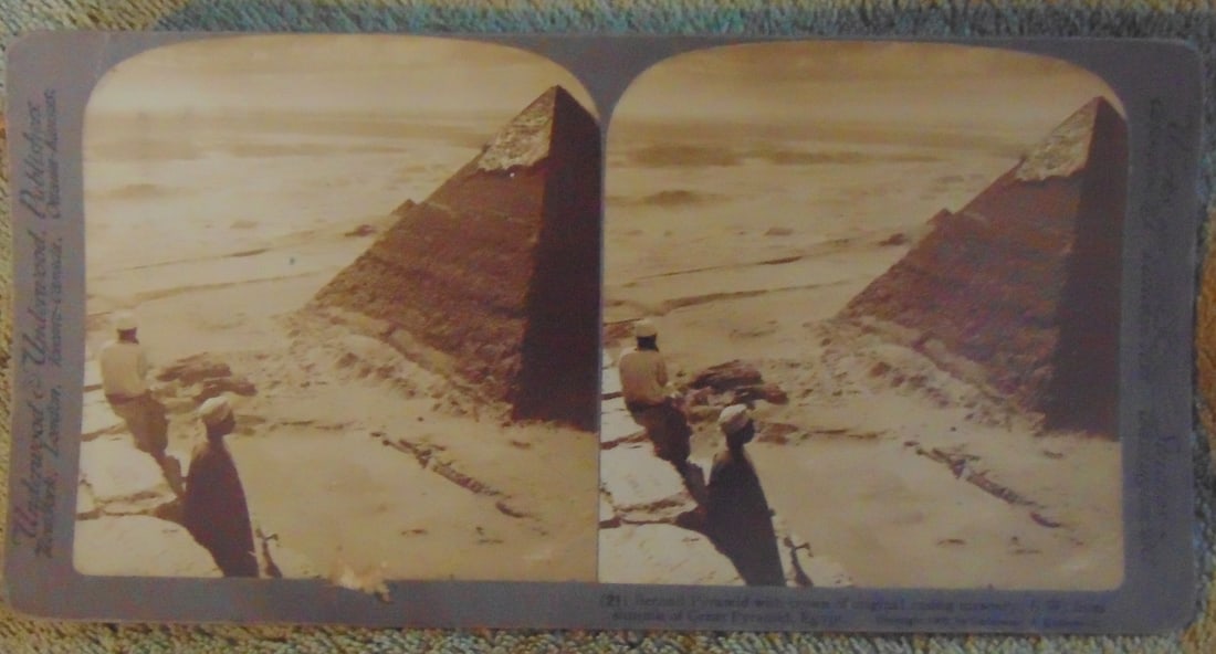 Second Pyramid with Crown Egypt: Second Pyramid with Crown of Original Casing Masonry. SW from summit of the Great Pyramid Egypt Second Pyramid with Crown of Original Casing Masonry. SW from summit of the Great Pyramid Egypt Ster