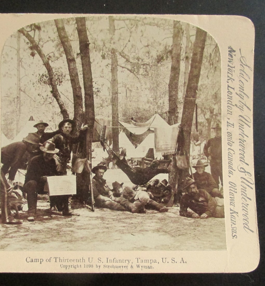 Camp of the Thirteenth US Infantry - Tampa USA: Camp of the Thirteenth US Infantry - Tampa USA A rare view. Spanish American War. The 13th U.S. Infantry Regiment was a front line Regular Army unit that saw significant
