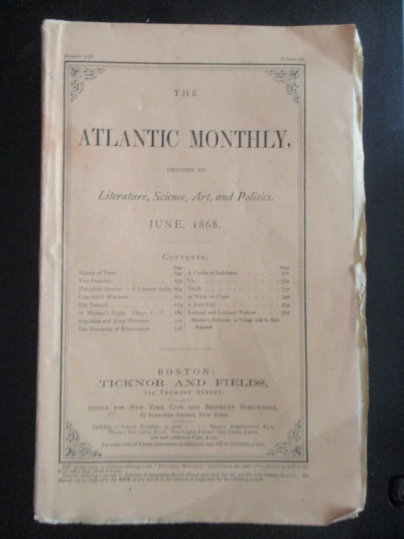 Atlantic Monthly June 1868 - Discovery of Ether (1 of 2)