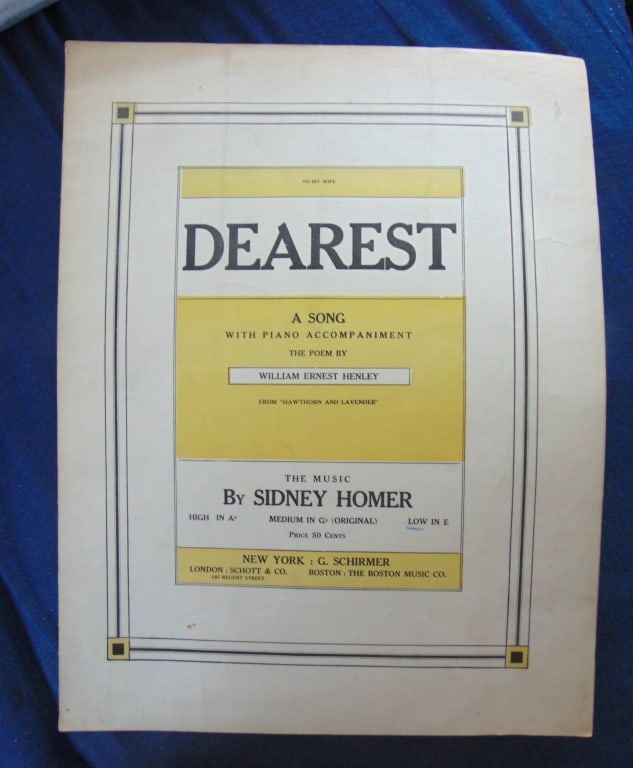 Dearest - Sheet Music w/ Poem by William Henley (1 of 1)