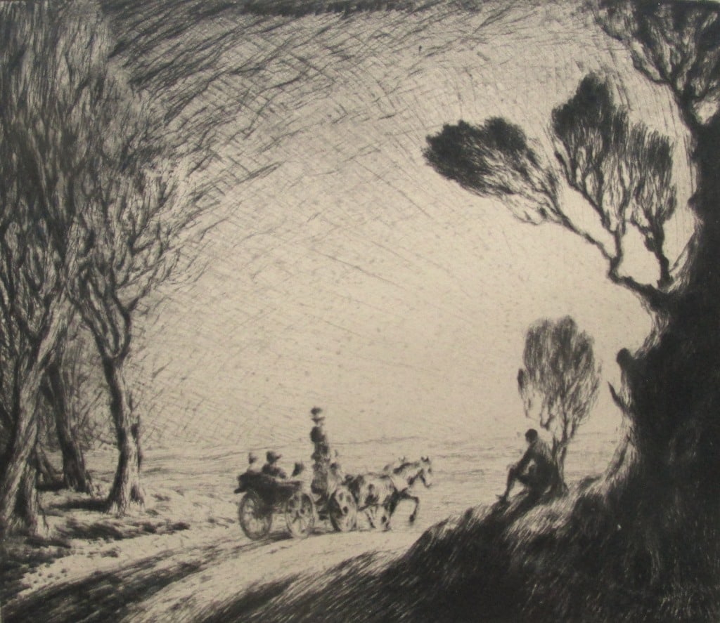 Horse & Carrage Etching - Signed Illegibly (1 of 3)
