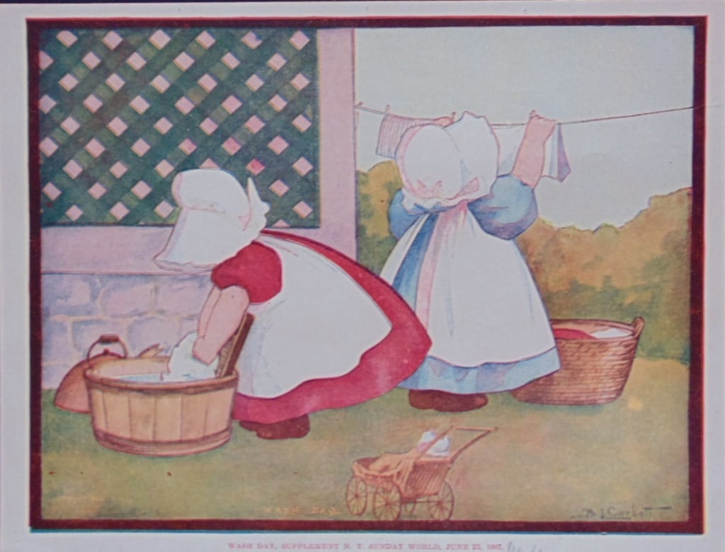 Sunbonnet Baby - Wash Day No. 4: Sunbonnet Baby - Wash Day Supplement to the New York Sunday World - June 23, 1907. - No. 4 in pencil. Pre December 8, 1907 Comic Strip. There were four in the series. Extremely rare. Artist: