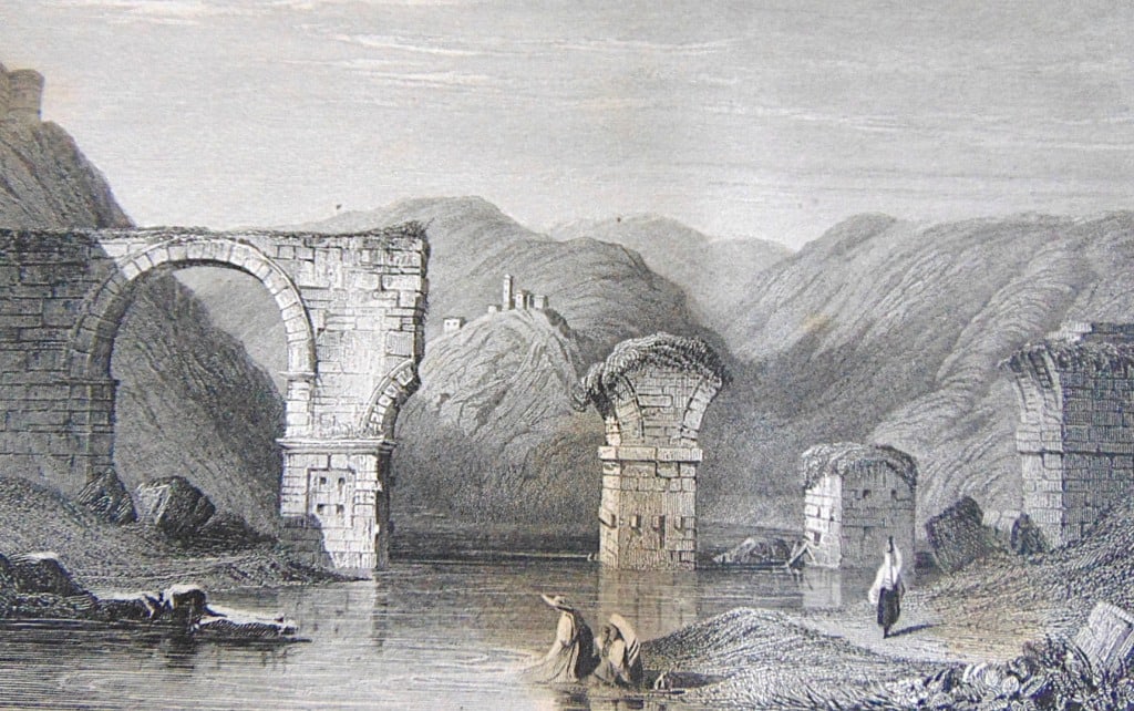 Early Engraving of Bridge of Augustus Narni Italy (1 of 3)